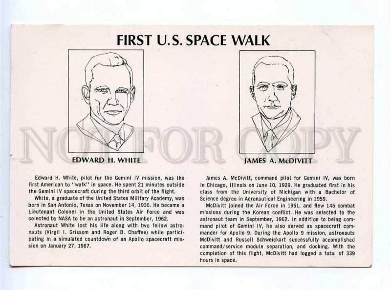 195948 USA SPACE Gemini IV first us space walk card
