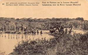 German East Africa Belgian Occ Rwanda Fortune Bridge Luvone River postcard B983