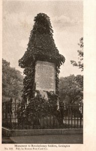 Vintage Postcard 1900's Monument Of Revolutionary Soldiers Lexington  Massachuse