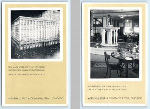 2 Postcards CHICAGO, IL ~ Main Store MARSHALL FIELD Narcissus Tea Room c1930s