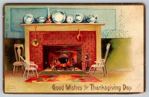 Good Wishes For Thanksgiving Day, Hearth, 1907 Postcard, Ellen H. Clapsaddle