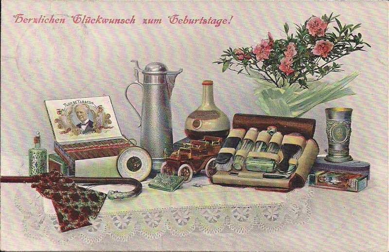 BIRTHDAY, Germany, Men's Stuff, Pipe, Cigars, Shaving Kit 1907, Matchbox Toy Car