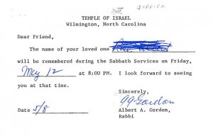 Temple of Israel Wilmington, North Carolina, USA Judaic 1995 