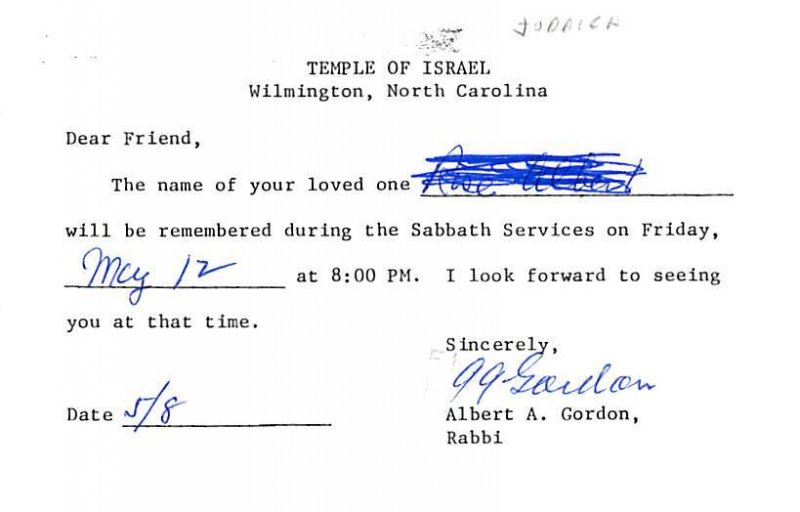 Temple of Israel Wilmington, North Carolina, USA Judaic 1995 