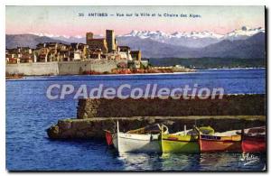 Postcard Antibes Old City View and La Chaine Des Alpes