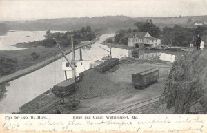 Williamsport Maryland aerial view river and canal antique pc ZC548992