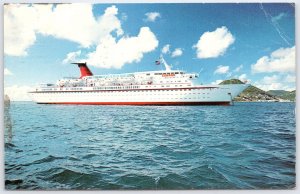 Vintage M.V. Cunard Princess Cruise Ship Postcard, Built 1977, Caribbean