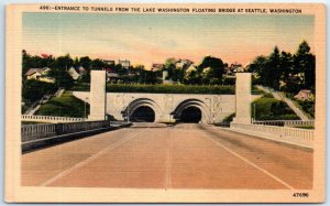 M-63108 Entrance To Tunnels From The Lake Washington Floating Bridge At Seatt...