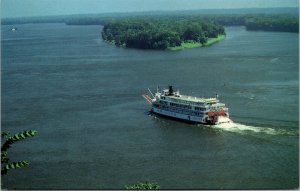 Vtg Hannibal Missouri MO Delta Queen Stern-wheeler Turtle Island Postcard