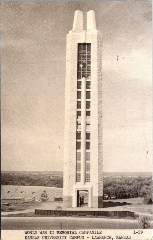 Kansas Lawrence Kansas University Campus World War II Memorial Real Photo