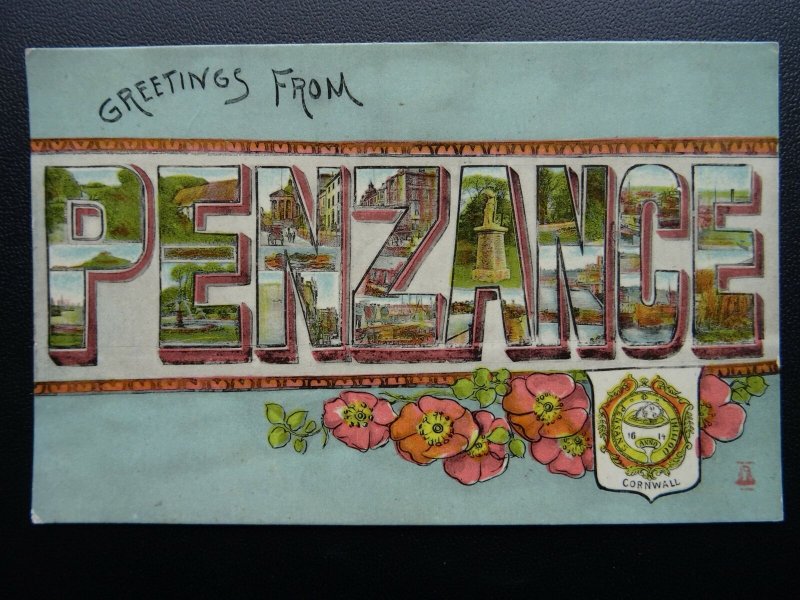 Cornwall PENZANCE Letter Multiview Old Postcard by Woolstone Bros Milton Series