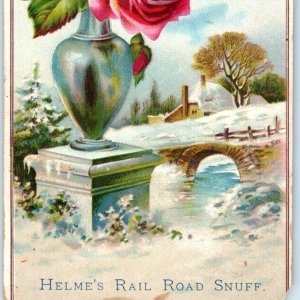 c1880s Helme's Rail Road Tobacco Snuff RARE Rose Stock Trade Card Railroad C46