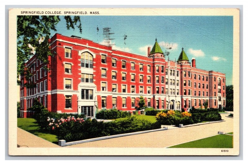 Springfield College Springfield Massachusetts MA Linen Postcard Y13