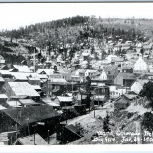 c1960s Ward, Colo 1900 Repro RPPC Birds Eye Real Photo Before Fire Postcard A170