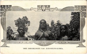 PC ETHNIC TYPES DRIE INBOORLINGEN PAPUA NED. NW. GUINEA (a33707)