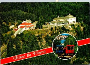 Funicular to Restaurant Terminal Greetings from Floyen Norway Postcard