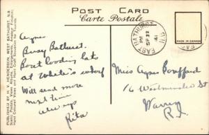 Bathurst NB Steamer at Dock Loading Lumber NESTTUN Old Postcard 1941