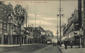 Montreal - St. Catherine St. East Trolley c1910 Postcard