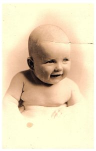 RPPC Postcard Small Baby Circle Portrait Shading Smiling