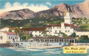 Nice Linen Roadside Postcard; Mar Monte Hotel, Santa Barbara CA Hwy 101 Unposted