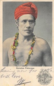 Hawaiian Fisherman Aloha Nui South Seas Curio Co. 1909 Honolulu Vintage Postcard