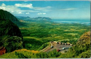 Nuuanu Pali on the island of Oahu Hawaii Postcard w Old Cars 1968