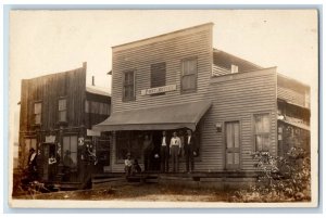 c1910's Post Office Scrap Shop Store Men Dog RPPC Photo Unposted Postcard 