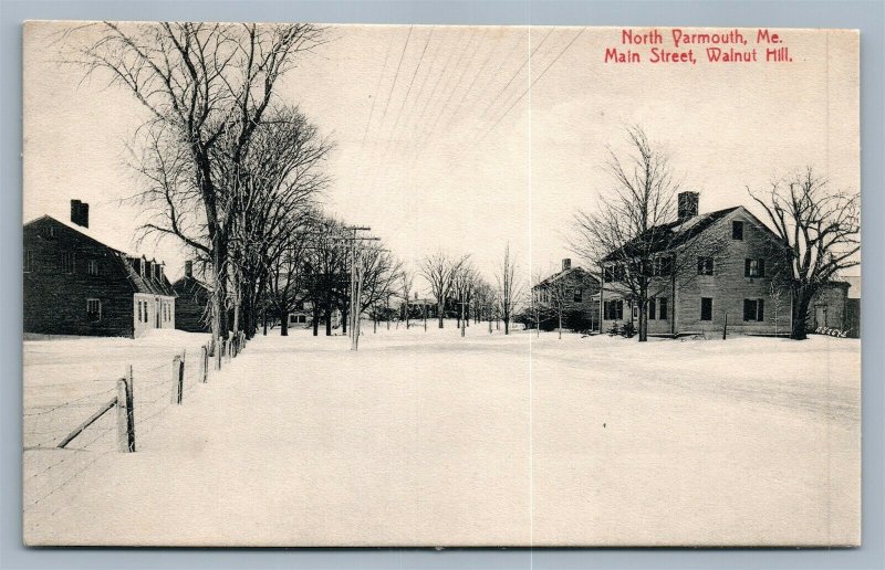 NORTH PARMOUTH ME MAIN STREET WALNUT HILL ANTIQUE POSTCARD