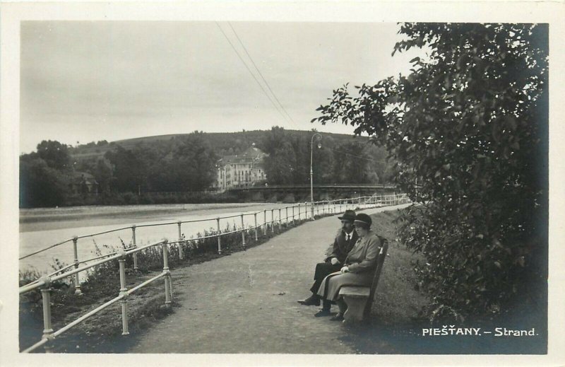 Slovakia Piešťany Piestany spa town Bad Pistyan strand real photo postcard