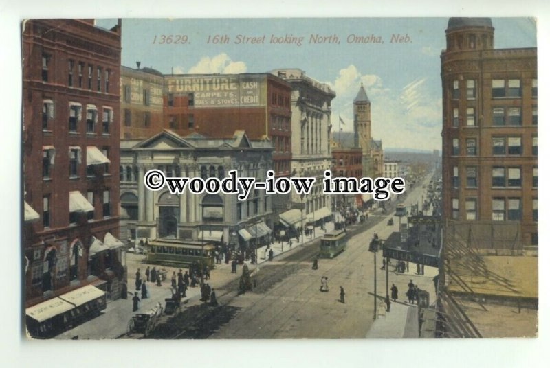 ft1395 - USA - Omaha , Nebraska - 16th Street looking north - postcard