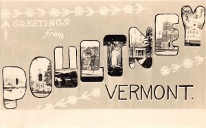 J50/ Poultney Vermont RPPC Postcard c1940s Large Letter Greetings 183