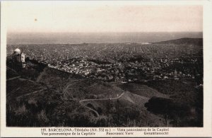 Spain Barcelona Tibidabo Panoramic View Vintage RPPC C047