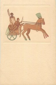 Heiroglyphs Egypt Egyptian fine art Postcard Horse carriage vintage postcard 