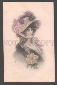 3106907 BELLE w/ Flower by WICHERA old VIENNE #129 water color