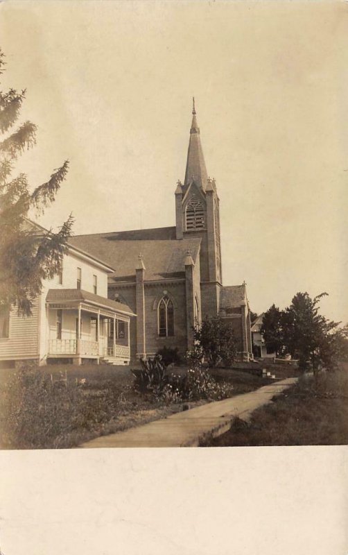 RPPC St. Mary's Church, Bloomington, Wisconsin 1910 Vintage Photo Postcard