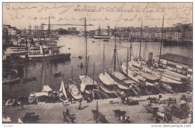 Boats, Vue Generale Du Vieux-Port, MARSEILLE (Bouches Du Rhone), France, PU-1920