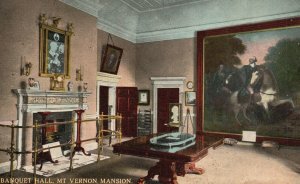 Vintage Postcard 1930's Banquet Hall Historical Mount Vernon Mansion Virginia VA