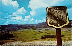 Nicola Valley Sign BC British Columbia UNUSED Vintage Postcard D89