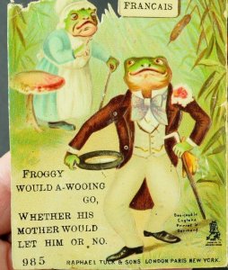 1880's Raphael Tuck Froggy Went a Wooing Multi Panel Die Cuts Victorian F78