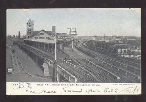 BRIDGEPORT CONNECTICUT CT. RAILROAD DEPOT TRAIN STATION VINTAGE POSTCARD 1906
