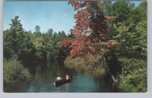 Canoeing, Greetings From Perth, New Brunswick, Vintage 1964 Chrome Postcard