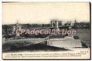 Old Postcard Panorama Beaucaire From Suspension Bridge On The Rhone