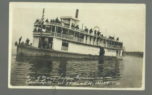 Walker MINNESOTA RP c1910 STEAMBOAT NORTHLAND Steamer LEECH LAKE nr Akeley