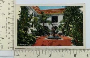 1940s Pan American Union Washington DC Postcard Patio Aztec Fountain EL Crandall