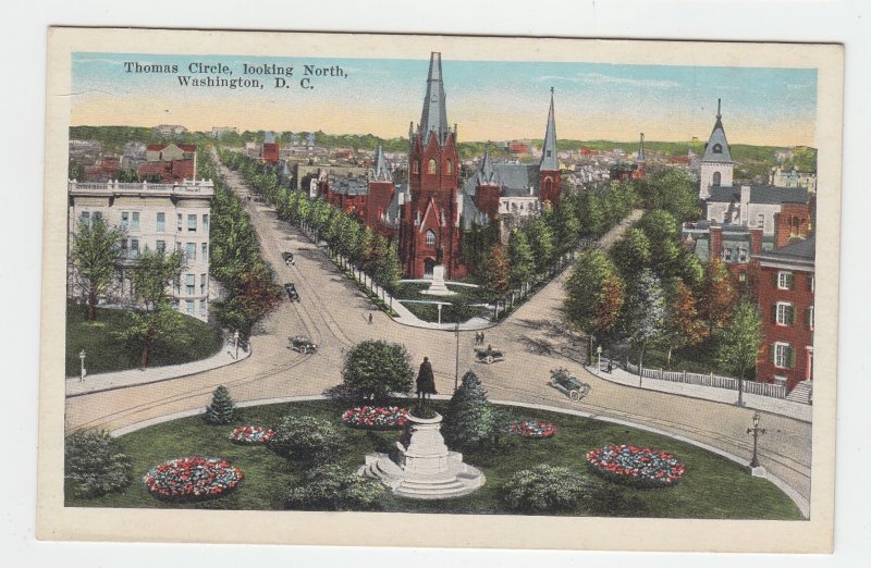 P2342, old postcard thomas circle looking north washington D.C,