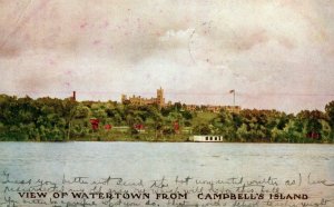 C.1907 View of Watertown from Campbell's Island Vintage Postcard P87