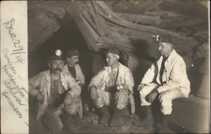 Miners Mining Head Lamps Quality Photography US Unidentified c1919 RP Postcard