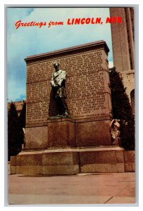 Greetings From Lincoln Neb. Nebraska Statue Of Abraham Lincoln Postcard