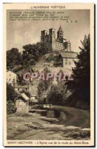 Old Postcard Saint Nectaire L & # 39Eglise View of the Mont Dore Road