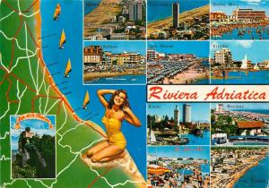 Italy San Marino Riviera Adriatica pin up beauty map & multi views